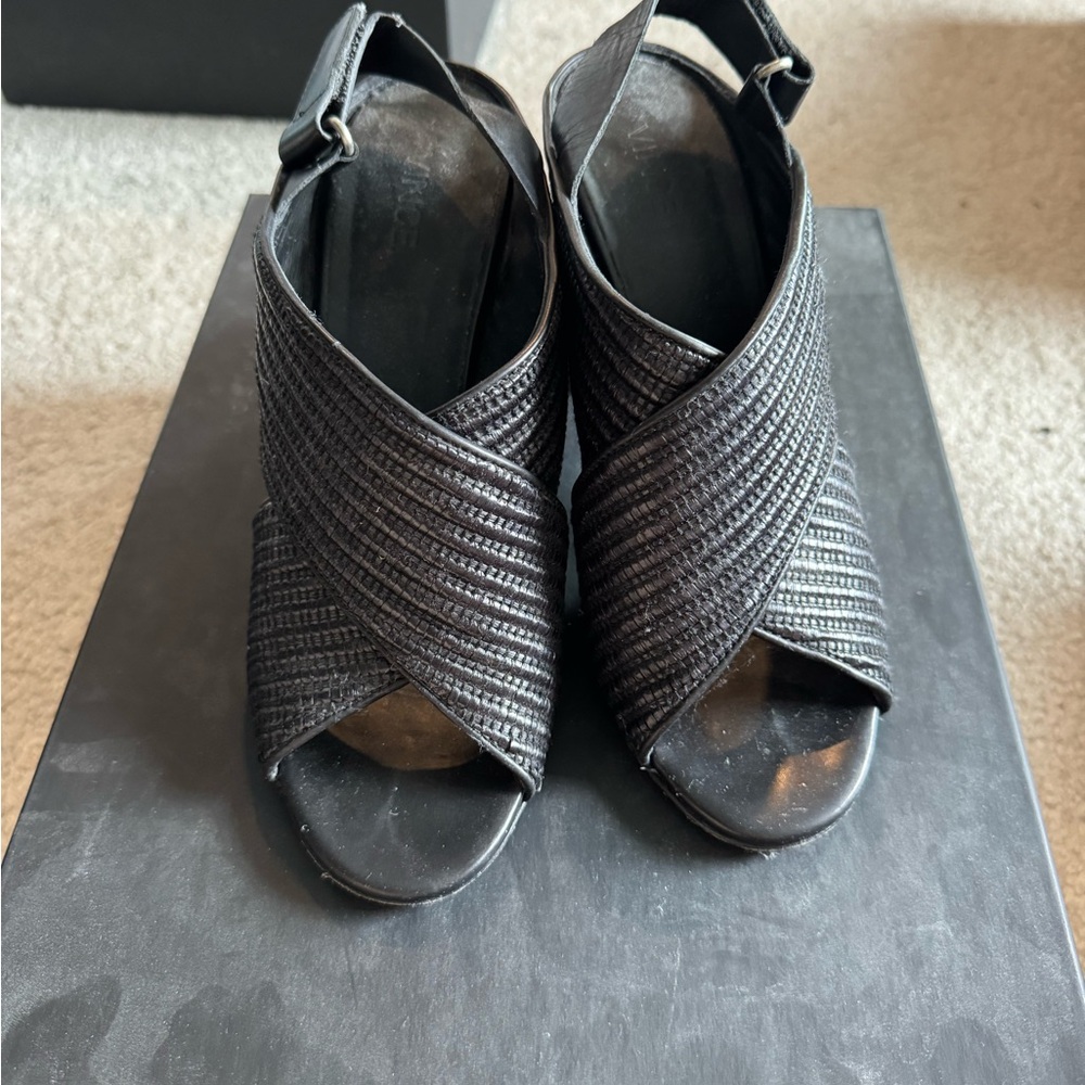 Vince Black Heels with Quilted Design